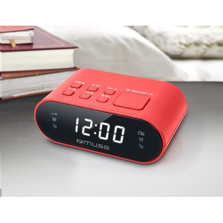 Muse m-10 rojo radio despertador fm con altavoz integrado