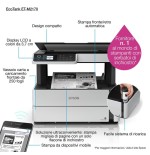 Impresora epson ecotank mono tinta m2170, 3 en 1, a4, 39 ppm, usb, ethernet, wi-fi (directo), duplex, lcd