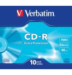 Verbatim cd-rom datalife 52x 700mb 10 unidades slim extra proteccion