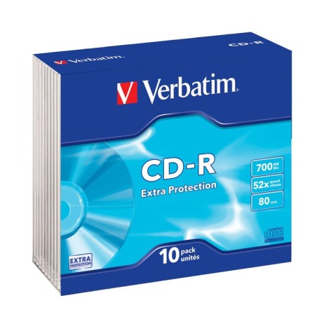 Verbatim cd-rom datalife 52x 700mb 10 unidades slim extra proteccion
