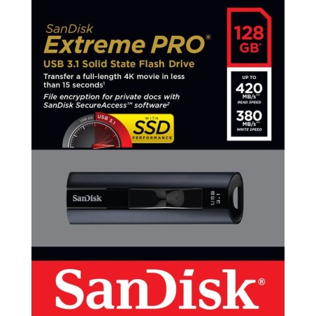 Pendrive sandisk 128gb extreme pro solid flash 128gb usb 3.1