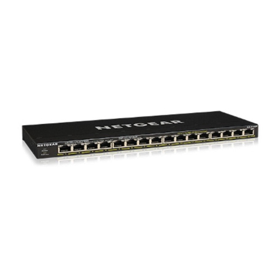 Netgear gs316p switch no administrado gigabit ethernet (10/100/1000) negro energía sobre ethernet (poe)