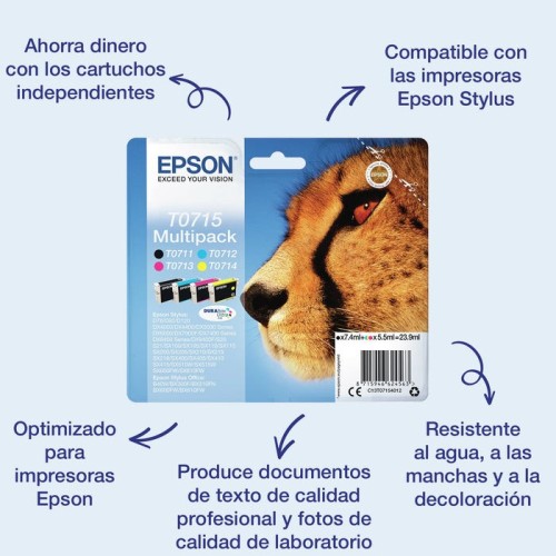 Epson tinta originalt0715 color y black pack 4 unidades para epson stylus d120 /dx4400 / dx4450