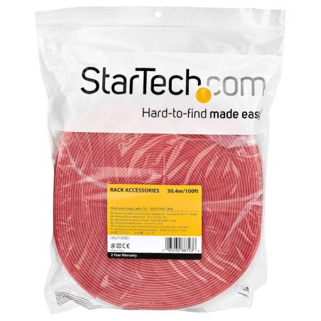 Startech cinta de velcro sujetacable 30m rojo