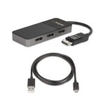 Startech hub mst usb-c a 4x displayport 1.4 negro