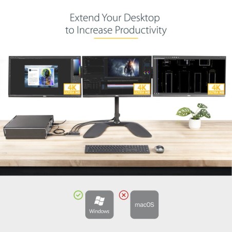 Startech hub mst usb-c a 4x displayport 1.4 negro