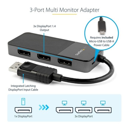 Startech hub mst usb-c a 4x displayport 1.4 negro