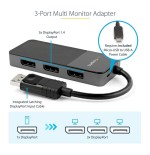 Startech hub mst usb-c a 4x displayport 1.4 negro