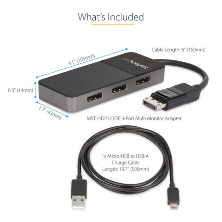 Startech hub mst usb-c a 4x displayport 1.4 negro
