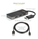 Startech hub mst usb-c a 4x displayport 1.4 negro