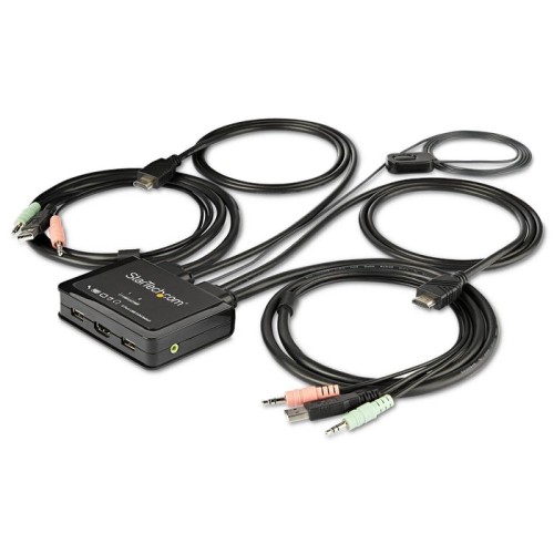 Startech.com switch kvm de 2 puertos hdmi con cables incorporados - usb 4k 60hz