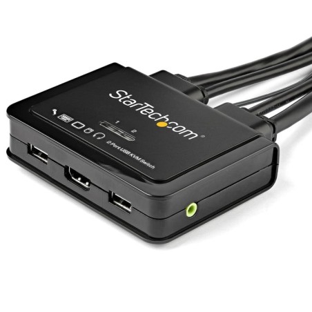 Startech.com switch kvm de 2 puertos hdmi con cables incorporados - usb 4k 60hz