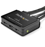 Startech.com switch kvm de 2 puertos hdmi con cables incorporados - usb 4k 60hz