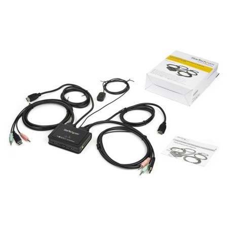 Startech.com switch kvm de 2 puertos hdmi con cables incorporados - usb 4k 60hz