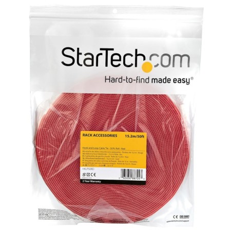 Startech cinta de velcro sujetacable 15m rojo