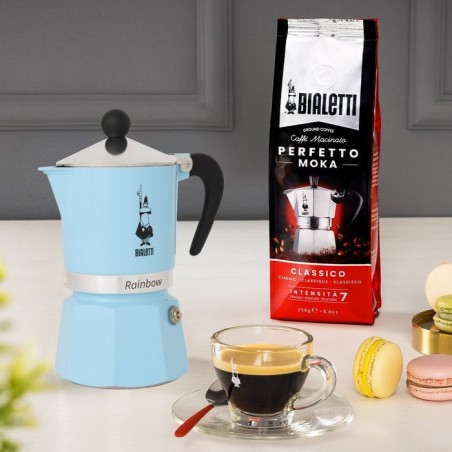 Cafetera italiana bialetti rainbow 3 tazas azul