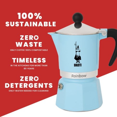 Cafetera italiana bialetti rainbow 3 tazas azul