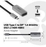 Club3d cac-1567 adaptador de cable usb type c displayport negro, plata