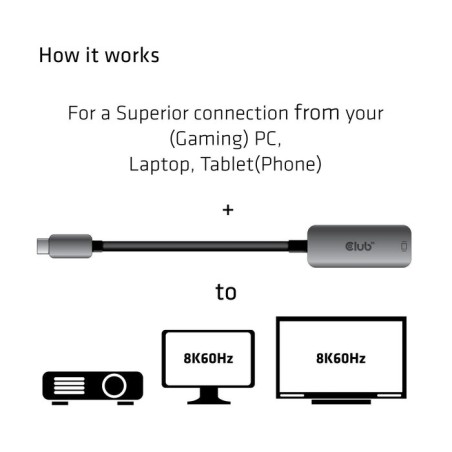 Club3d cac-1567 adaptador de cable usb type c displayport negro, plata