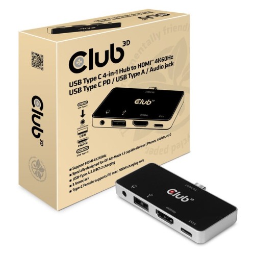 Club3d usb-4-in1-hub usb 3.1 typ c  hdmi/usb/usb-c/audio retail