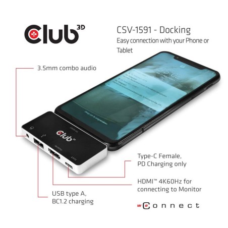 Club3d usb-4-in1-hub usb 3.1 typ c  hdmi/usb/usb-c/audio retail