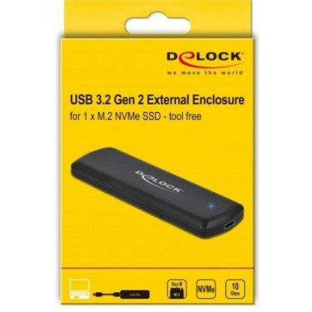 Delock 42615 caja para disco duro externo m.2 caja externa para unidad de estado sólido (ssd) negro