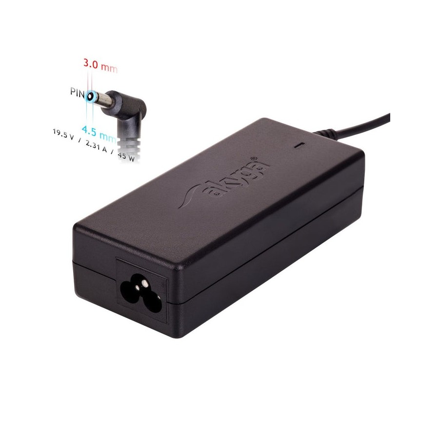 Akyga cargador para portátil para hp ak-nd-69 19.5v / 2.31a 45w 4.5 x 3.0 mm + pin hp