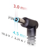 Akyga cargador para portátil para hp ak-nd-69 19.5v / 2.31a 45w 4.5 x 3.0 mm + pin hp