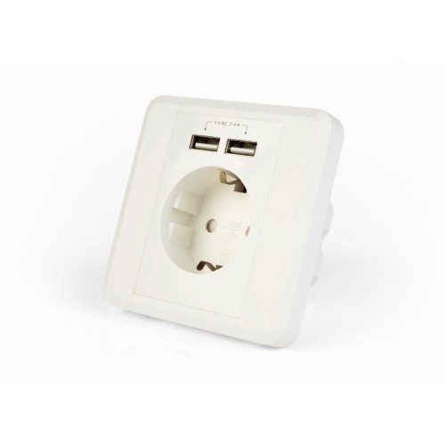 Gembird eg-acu2a2-01 enchufe de pared energenie ac con cargador usb de 2 puertos, enchufe alemán