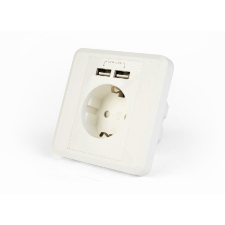 Gembird eg-acu2a2-01 enchufe de pared energenie ac con cargador usb de 2 puertos, enchufe alemán