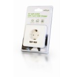 Gembird eg-acu2a2-01 enchufe de pared energenie ac con cargador usb de 2 puertos, enchufe alemán