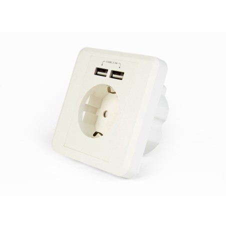 Gembird eg-acu2a2-01 enchufe de pared energenie ac con cargador usb de 2 puertos, enchufe alemán