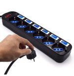 Regleta ewent 5 tomas shucko interruptor individual negro