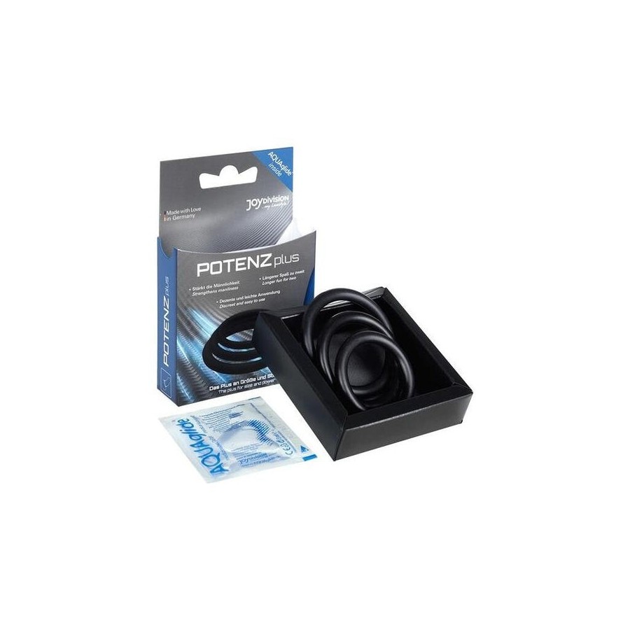 Joydivision potenzduo - plus pack 3 anillos para pene negro - s, m, l