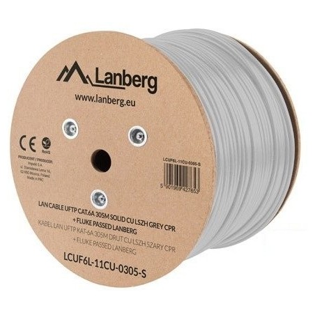 Lanberg bobina cable uftp cat.6a 305m solid cu lszh grey cpr fluke passed