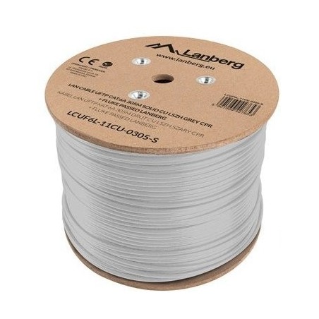 Lanberg bobina cable uftp cat.6a 305m solid cu lszh grey cpr fluke passed
