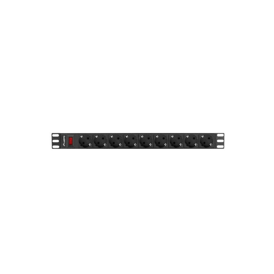 Lanberg regleta rack pdu 19 1u 16a 9 schuko 3m negro