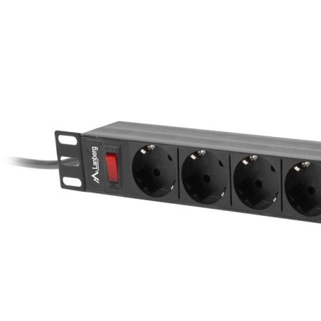 Lanberg regleta rack pdu 19 1u 16a 9 schuko 3m negro