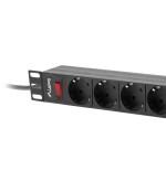 Lanberg regleta rack pdu 19 1u 16a 9 schuko 3m negro