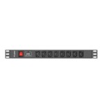 Regleta rack lanberg 19 "pdu pdu-08i-0200-c20-bk (1u, 16a, 8x iec c13, 2m, c20 enchufe)