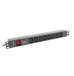 Regleta rack lanberg 19 "pdu pdu-08i-0200-c20-bk (1u, 16a, 8x iec c13, 2m, c20 enchufe)