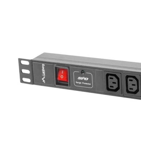 Regleta rack lanberg 19 "pdu pdu-08i-0200-c20-bk (1u, 16a, 8x iec c13, 2m, c20 enchufe)