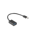 Lanberg adaptador usb-c m usb-a f 2.0 0.15m otg negro