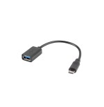Lanberg adaptador micro usb m usb-a f 2.0 0.15m otg negro