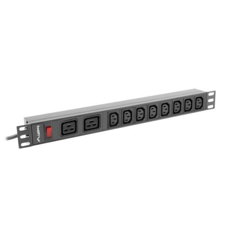 Unidad de distribución de energía lanberg pdu 19 1u 16a 2x c19 8x tomas iec c13 2m negro c20