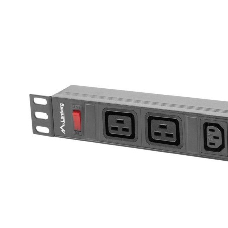 Unidad de distribución de energía lanberg pdu 19 1u 16a 2x c19 8x tomas iec c13 2m negro c20