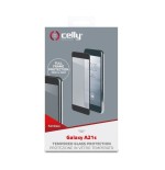 Celly full glass, protector de pantalla samsung, galaxy a21s, resistente a rayones, negro, transparente