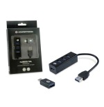 Hub usb 3.0 conceptronic hubbies04b 4 puertos usb 3.0 color negro y adaptador a usb-c