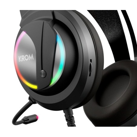Auriculares micro krom kappa gaming rgb 50mm/rgb led/ microfono flexible/usb/jack 3.5mm nxkromkappa