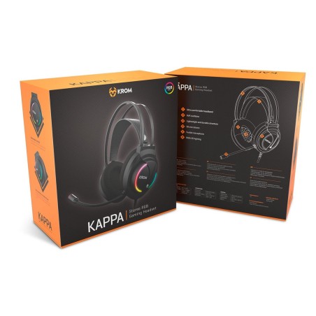 Auriculares micro krom kappa gaming rgb 50mm/rgb led/ microfono flexible/usb/jack 3.5mm nxkromkappa